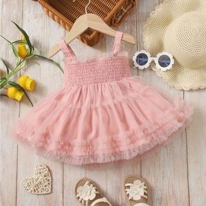 NWOT 12-18 Months Dusty Pink Mesh Overlay Dress